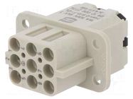 Connector: HDC; contact insert; female; 16A; 500V; Han Q; PIN: 9 HARTING