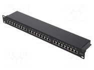 Connector: RJ45; patch panel; Cat: 6; rack; black; Height: 1U LOGILINK