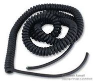 RETRACTILE CORD, 4 CONDUCTOR, 23AWG, BLACK, 2FT