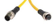 M12 A-CODE 5-PIN STRAIGHT MALE TO STRAIGHT FEMALE, 1M, PVC YELLOW JACKET 51AK5434