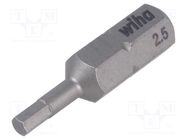 Screwdriver bit; hex key; HEX 2,5mm; Overall len: 25mm; STANDARD 