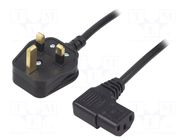 Cable; 3x0.75mm2; BS 1363 (G) plug,IEC C13 female angled right LIAN DUNG