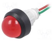 Indicator: LED; prominent; red; 24VDC; 24VAC; Ø13mm; leads 300mm 