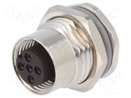 Connector: M12; socket; PIN: 4; female; 250V; straight; IP67; 4A TE Connectivity