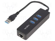 Hub USB; RJ45 socket,USB A socket x3,USB A plug; USB 3.0 LOGILINK