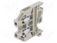 Splice terminal: rail; 4mm2; ways: 1; terminals: 2; grey; Width: 6mm WIELAND