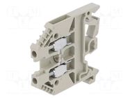 Splice terminal: rail; 2.5mm2; ways: 1; terminals: 2; grey; 1kV; 24A WIELAND