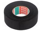 Tape: textile; W: 25mm; L: 25m; Thk: 0.16mm; Automotive; rubber; black TESA