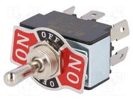Switch: toggle; Pos: 3; DP3T; ON-OFF-ON; 20A/12VDC; R13-28; 0÷55°C SCI