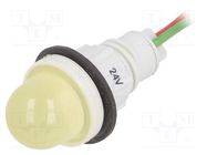 Indicator: LED; prominent; yellow; 24VDC; 24VAC; Ø13mm; leads 300mm POLAM-ELTA