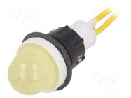Indicator: LED; prominent; yellow; 230VAC; Ø13mm; cables; 300mm POLAM-ELTA