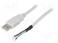 Cable; USB 2.0; wires,USB A plug; 1.5m; grey; Core: Cu; 24AWG,28AWG BQ CABLE