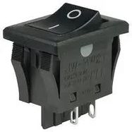 SWITCH, ROCKER, DPST, 10A, 250VAC, BLACK