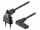 Cable; CEE 7/16 (C) plug angled,IEC C7 female angled; PVC; 2m Goobay
