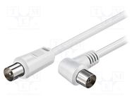 Cable; 1.5m; coaxial 9.5mm angled socket,coaxial 9.5mm plug Goobay