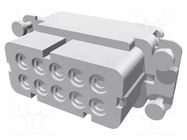 Connector: HDC; contact insert; female; HA; PIN: 10; 16A; 250V; 10+PE TE Connectivity