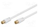 Cable; 75Ω; 10m; coaxial 9.5mm socket,coaxial 9.5mm plug; white Goobay