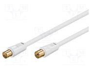 Cable; 75Ω; 1.5m; coaxial 9.5mm socket,coaxial 9.5mm plug; white Goobay