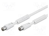 Cable; 2.5m; coaxial 9.5mm socket,coaxial 9.5mm plug; white; 75Ω Goobay