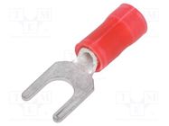 Tip: fork; M4; 0.3÷1.42mm2; crimped; insulated; tinned; red; copper TE Connectivity