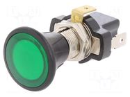 Switch: push-pull; Pos: 2; 10A/14VDC; green; Illumin: LED; on panel SCI