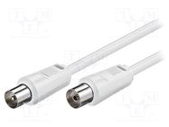Cable; 75Ω; 0.5m; coaxial 9.5mm socket,coaxial 9.5mm plug; white Goobay
