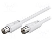 Cable; 0.5m; coaxial 9.5mm socket,coaxial 9.5mm plug; white; 75Ω Goobay