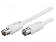 Cable; 5m; coaxial 9.5mm socket,coaxial 9.5mm plug; white; 75Ω GOOBAY