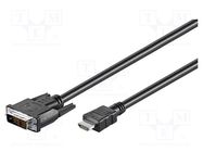 Cable; HDMI 1.4; DVI-D (18+1) plug,HDMI plug; 3m; black Goobay