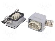Connector: HDC; male + female; HE; PIN: 6; 24A; 500V; 6+PE; size 3 WEIDMÜLLER