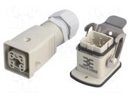 Connector: HDC; male + female; HA; PIN: 5; 16A; 400V; 4+PE; size 1 WEIDMÜLLER