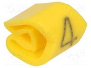 Markers; Marking: 4; 3÷5mm; PVC; yellow; -30÷80°C; leaded; UL94V-0 WEIDMÜLLER