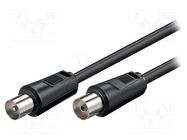 Cable; 75Ω; 0.5m; coaxial 9.5mm socket,coaxial 9.5mm plug; black Goobay