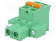 Pluggable terminal block; 5.08mm; ways: 2; angled 90°; plug; green DEGSON ELECTRONICS