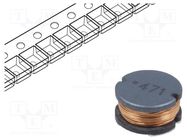 Inductor: wire; SMD; 470uH; 420mA; ±10%; Q: 12; Ø: 10mm; H: 6mm; 1.48Ω BOURNS