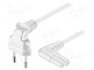 Cable; CEE 7/16 (C) plug angled,IEC C7 female angled; PVC; 3m Goobay