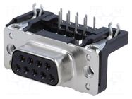 Connector: D-Sub; PIN: 9; socket; female; on PCBs; angled 90°; THT HARTING