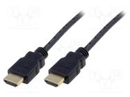 Cable; HDMI 1.4; HDMI plug,both sides; 3m; black DIGITUS