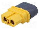 Plug; DC supply; XT60; female; PIN: 2; for cable; soldering; yellow AMASS