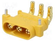 Socket; DC supply; MR30; male; PIN: 3; on PCBs; THT; yellow; 15A; 500V AMASS