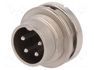 Connector: M16; socket; male; PIN: 4; 5A; 300V; C091D; soldering AMPHENOL