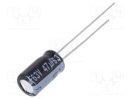 Capacitor: electrolytic; low ESR; THT; 47uF; 63VDC; Ø6.3x11.2mm PANASONIC