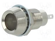 Indicator: LED; recessed; red; 12VDC; Ø12.7mm; IP67; brass MARL