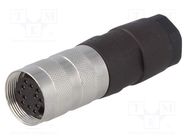 Connector: M16; plug; female; soldering; for cable; PIN: 12; 3A; 150V AMPHENOL