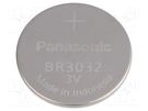 Battery: lithium; 3V; BR3032,coin; 500mAh; Ø30x3.2mm PANASONIC