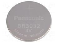 Battery: lithium; BR3032,coin; 3V; 500mAh; Ø30x3.2mm PANASONIC