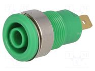 Connector: 4mm banana; socket; 24A; 1kV; Cutout: Ø12.2mm; green STÄUBLI