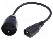 Cable; 3x1mm2; CEE 7/5 (E) socket,IEC C14 male; PVC; 0.3m; black JONEX