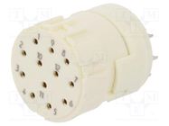 Connector: M23; contact insert; PIN: 12; female; soldering; 200V; 8A 