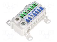 Splice terminal: distribution block; 76A; 690V; blue/green; TS35 ENCITECH